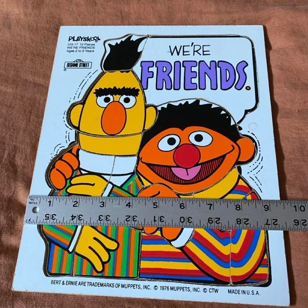 Playskool Sesame Street Bert & Ernie We're Friends Wooden Puzzle Vintage 1976